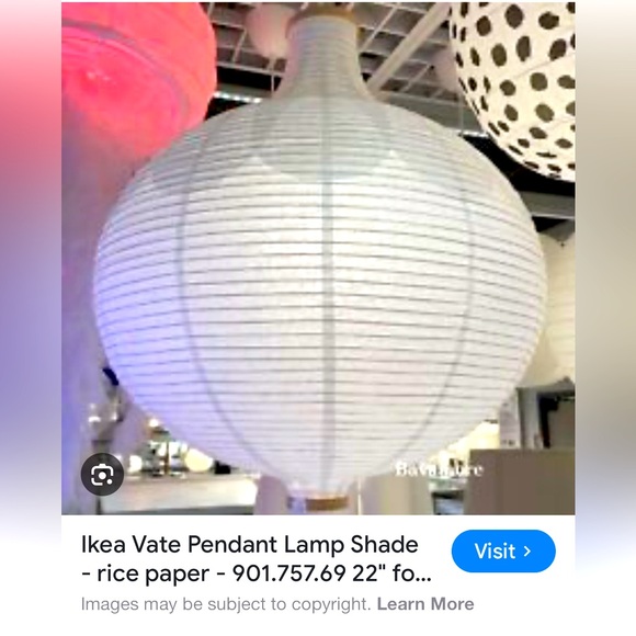 IKEA pendant lamp shape - rice paper 22 inches shade only - Picture 1 of 6